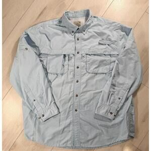 LL Bean Men's Light Blue Long Sleeve Vented Fishing Shirt /Hiking Size XL